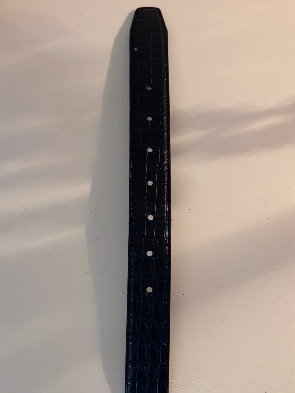 Bloomingdale’s Boys Black Crocodile Leather Belt 32